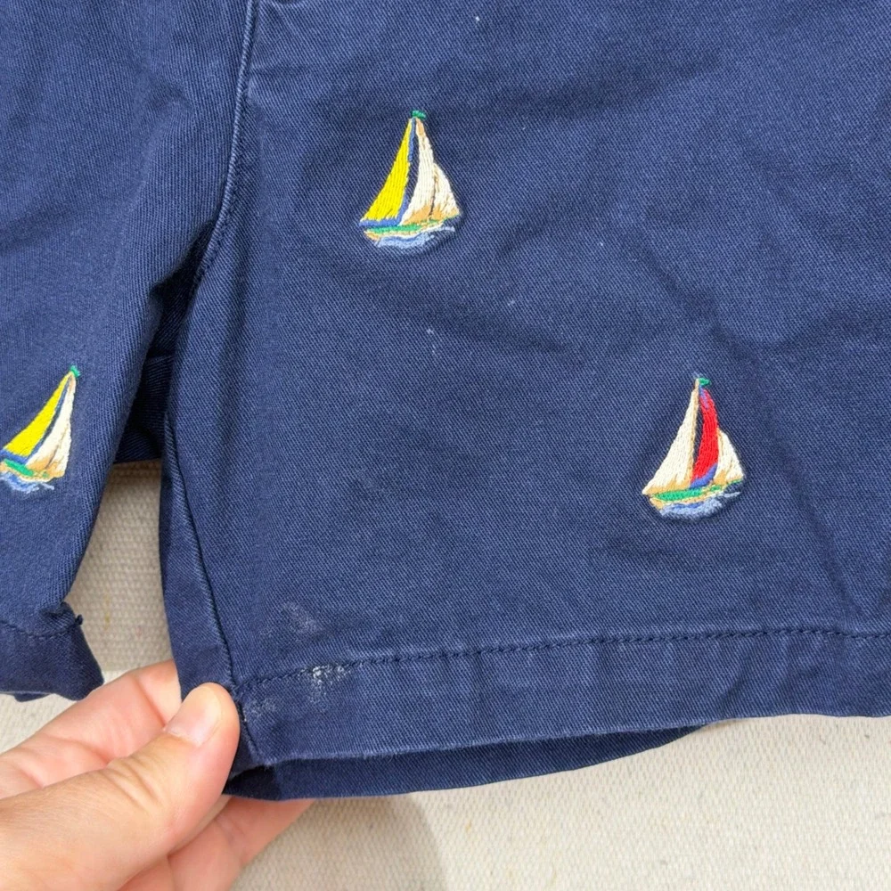 Ralph Lauren Sailboat Shorts Toddler 18M Navy Blue Nautical Preppy Embroidered